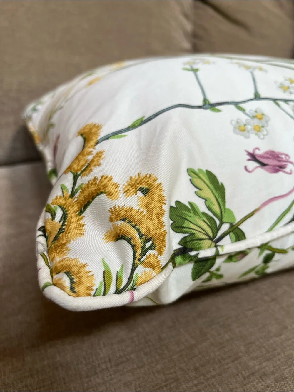 Ballard Designs Isabella Pillow (Cover & Insert) Green 20” Botanical Print NWOT
